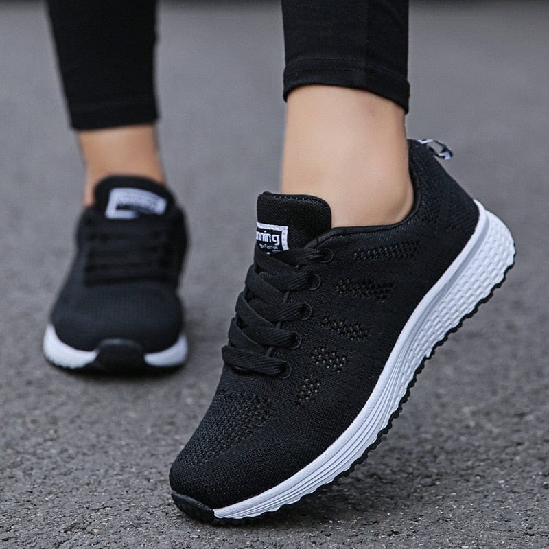 Women Running Shoes Fashion Breathable Walking Mesh Flat Sneakers Gym White Female Footwear