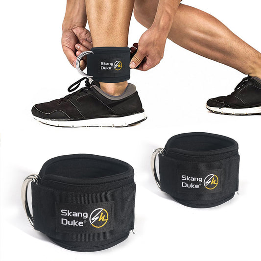 Person using ankle straps in the gym 