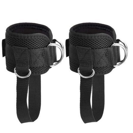 Pair of black straps silver rings 