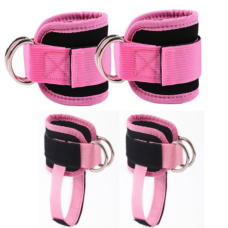 Set of Four Pink or Black ankle straps with rings and foot support 