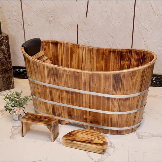 Portable Wooden Barrel Spa Bathtub