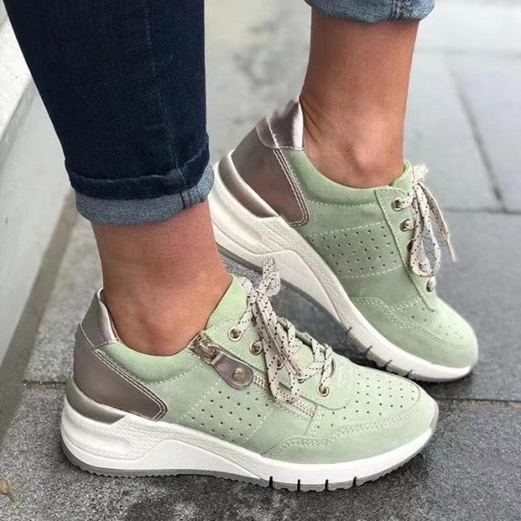  Breathable, shock absorbant, round toe 
women’s  sneaker- low tops. Mint green & silver