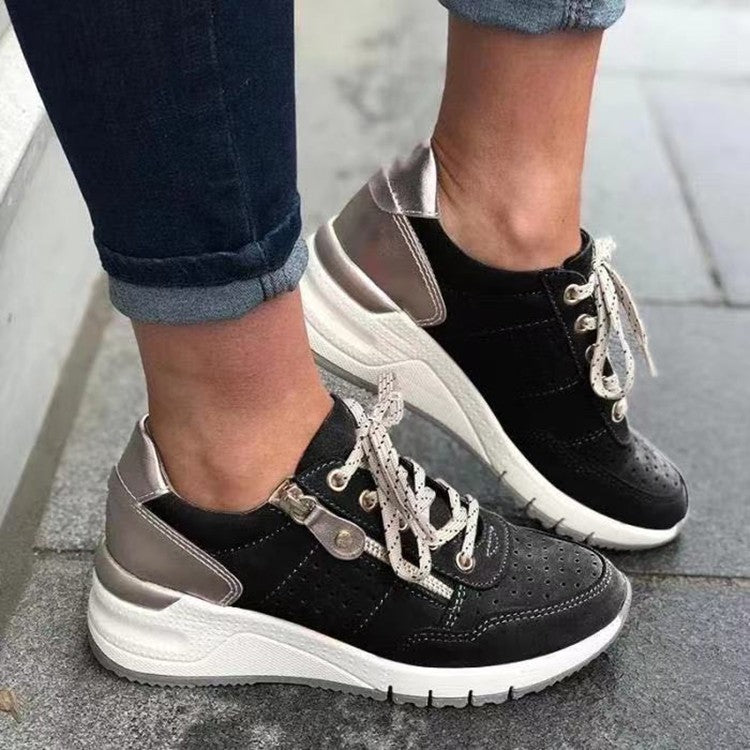  Breathable, shock absorbant, round toe 
women’s  sneaker- low tops.
Black & silver
