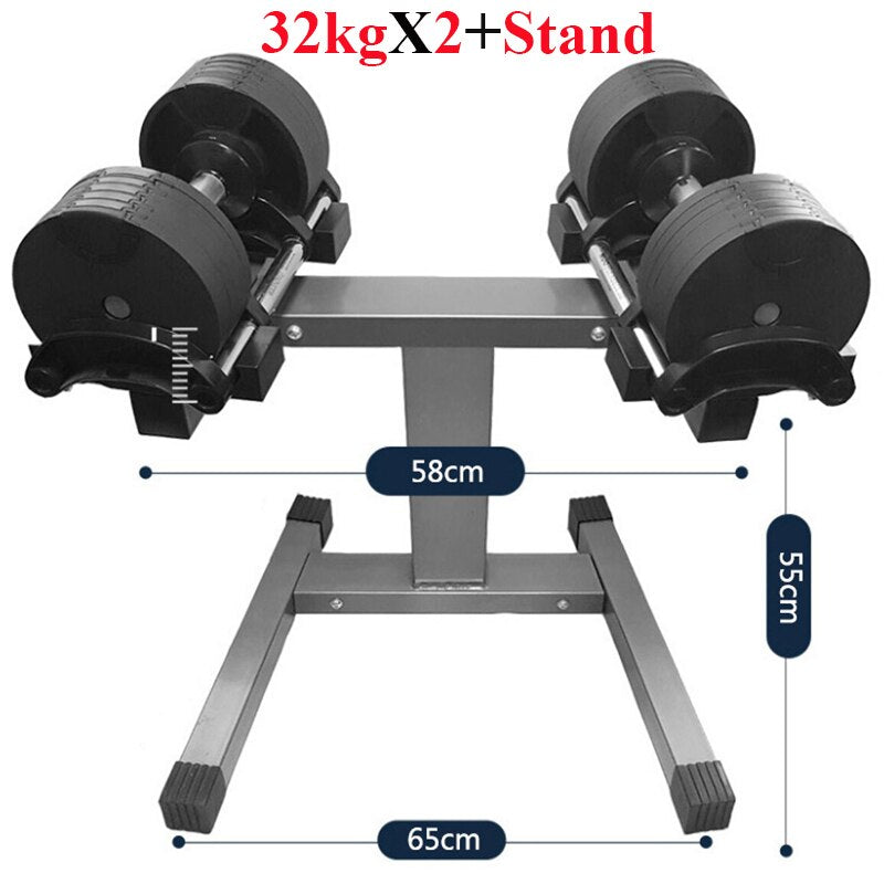 A pair of cast iron weight with dumbell stand. All the stands are same size ..65x58x55