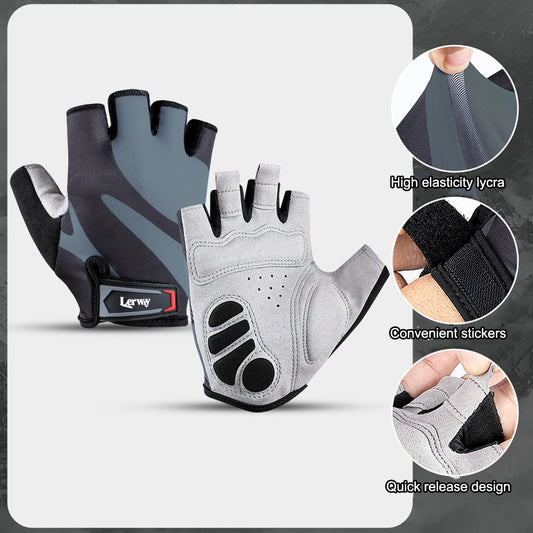 Cycling Gloves Lycra Breathable Weightlifting Gloves Half-Finger Non-slip Sticker Shock Absorption Protection Sports Accessories