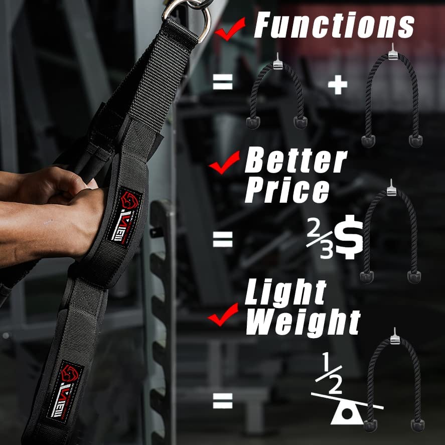 Tricep Pull Down Rope Long Tricep Rope Cable Attachment Gym Rope Push Downs Crunches Facepulls Cable Rope 2 Neoprene Handles