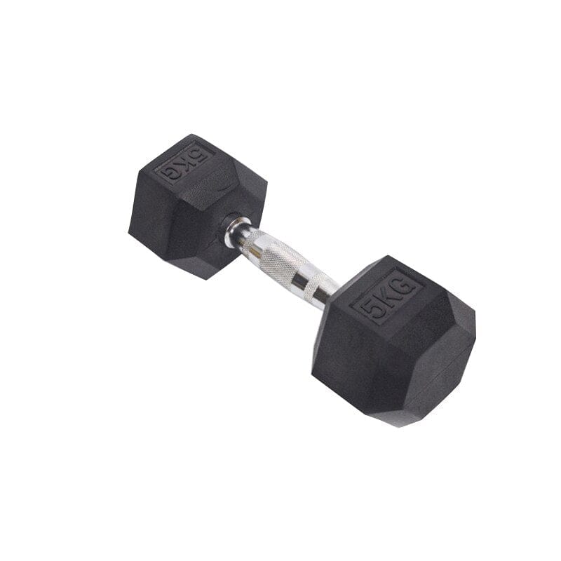 Single iron cast dumbbell encased in rubber. Gym studio friendly 